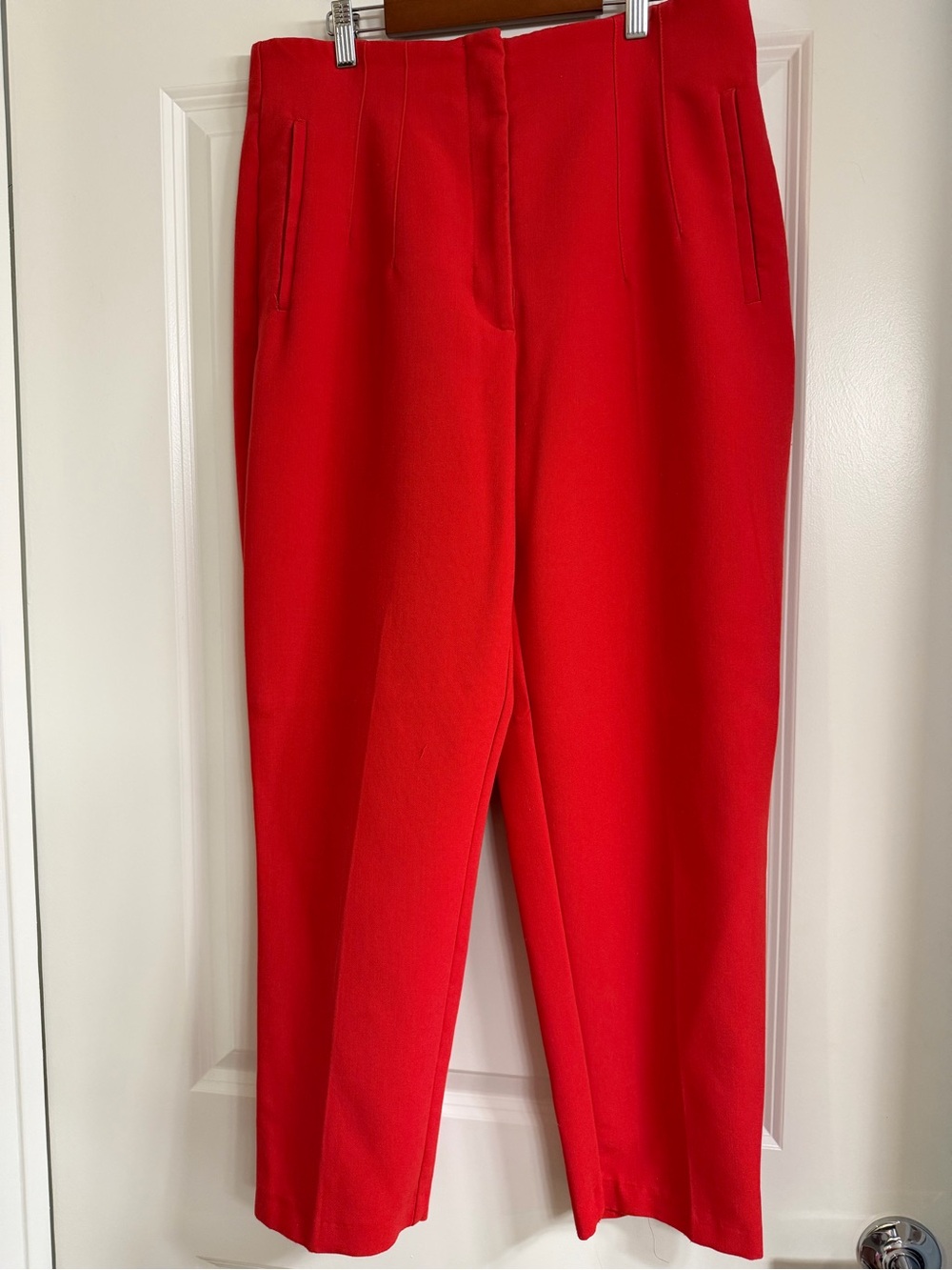 Zara Bright Red High-Waist Tailored Trousers